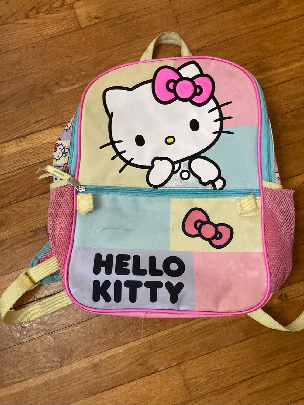 Hello Kitty Pastel Block Kids Backpack - Pink, Blue & Yellow